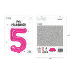 Folienballon Zahl Nr. 5 pink 86cm
