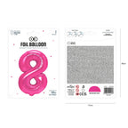 Folienballon Zahl Nr. 8 pink 86cm