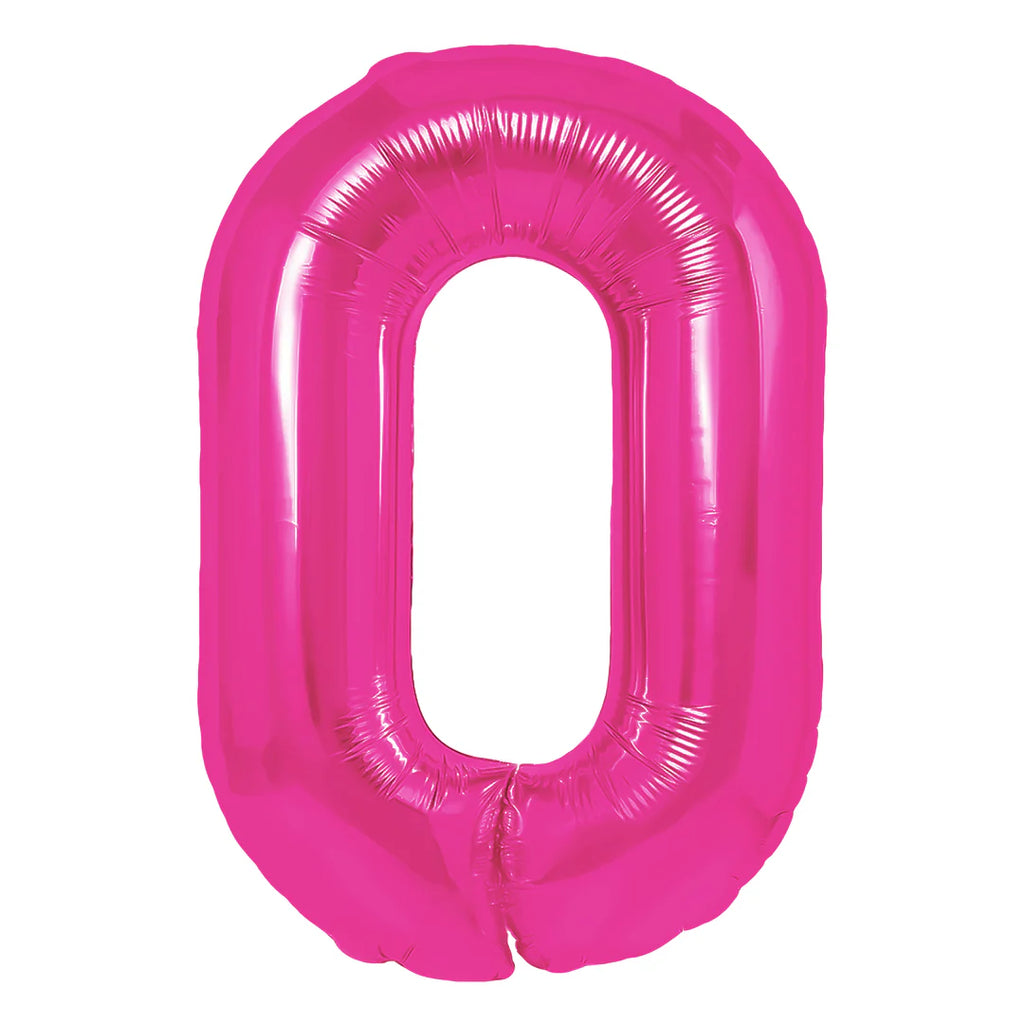 Folienballon Zahl Nr. 0 pink 86cm
