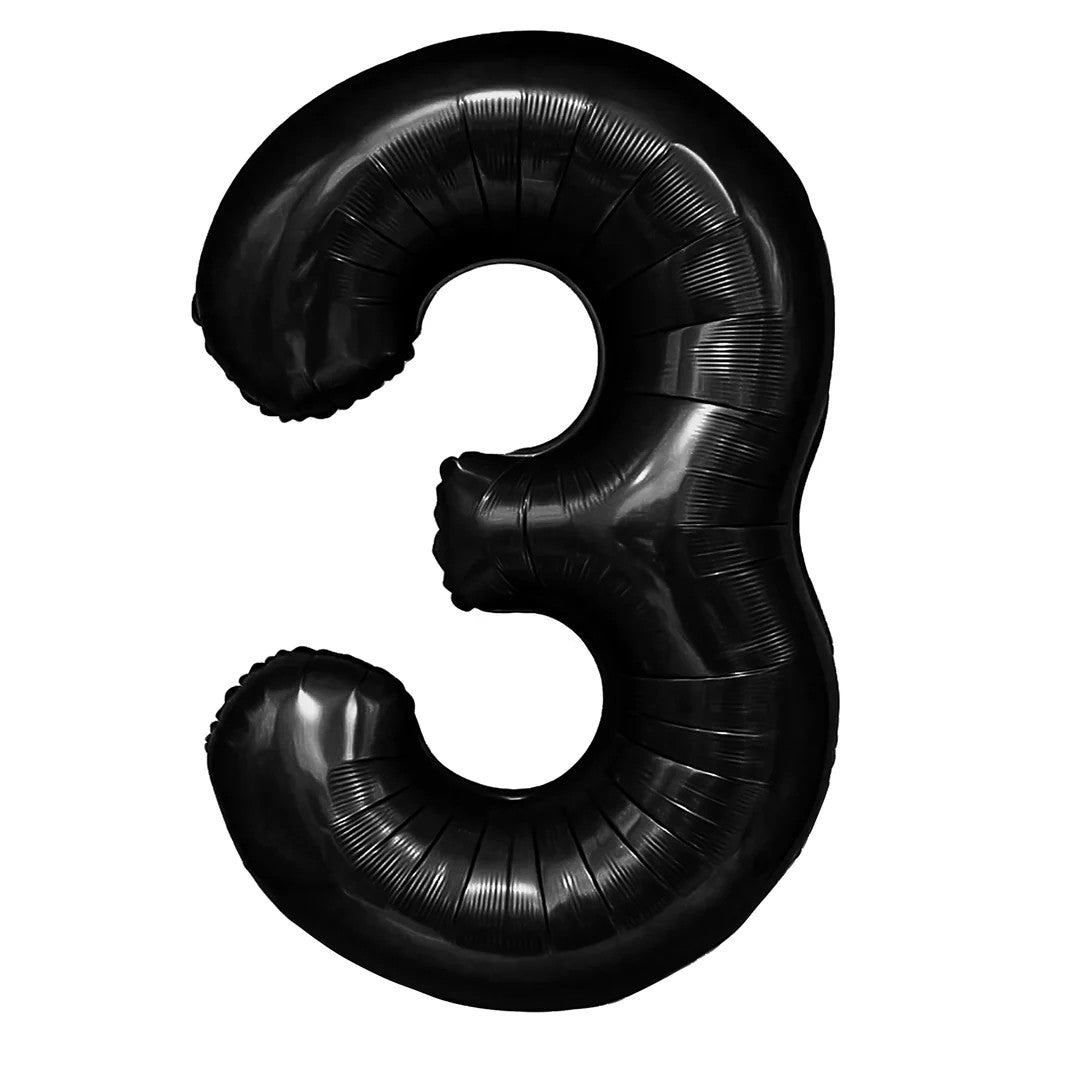 Folienballon Zahl Nr. 3 schwarz 86cm