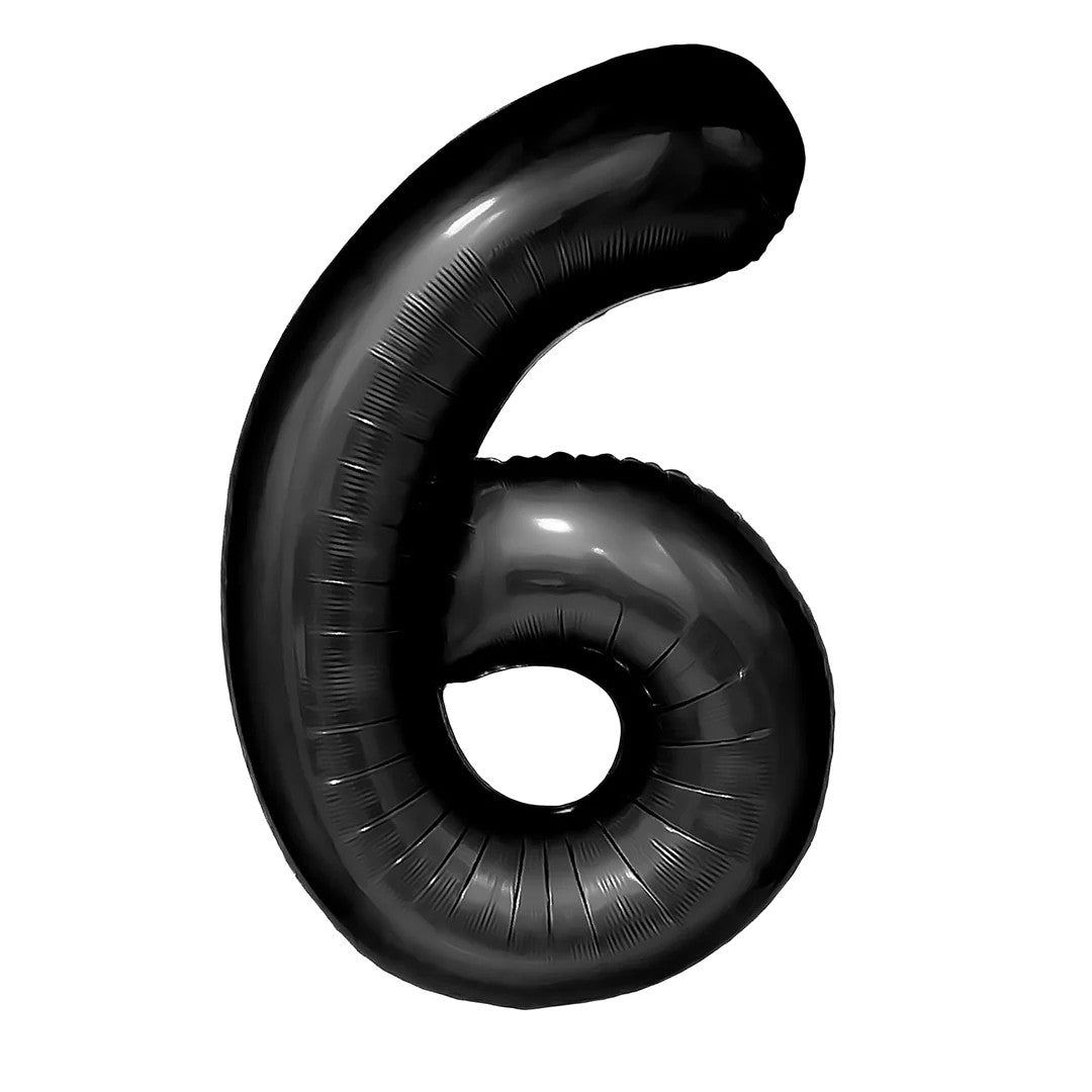 Folienballon Zahl Nr. 6 schwarz 86cm