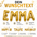 Party Austria Buchstabenballons Gold 35 cm – Wunschtext personalisierbar – Folienballons für Geburtstag, Hochzeit, Taufe & Firmung