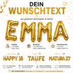 Party Austria Buchstabenballons Gold 35 cm – Wunschtext personalisierbar – Folienballons für Geburtstag, Hochzeit, Taufe & Firmung