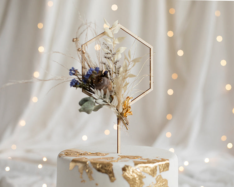 Cake Topper Holz Sechseck 24cm