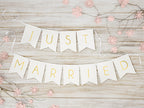 Wimpelkette Just Married weiß 20x77cm