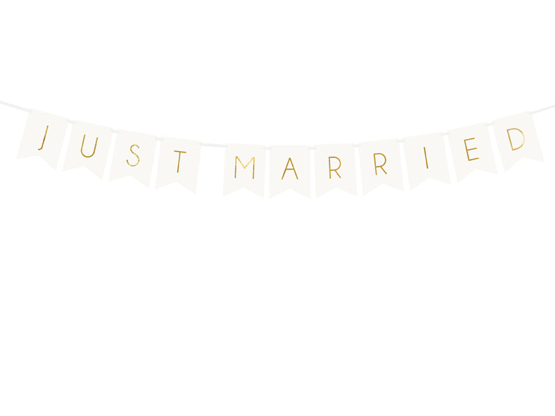 Wimpelkette Just Married weiß 20x77cm
