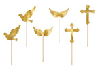6x Cupcake Topper Kommunion gold