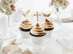 6x Cupcake Topper Kommunion gold