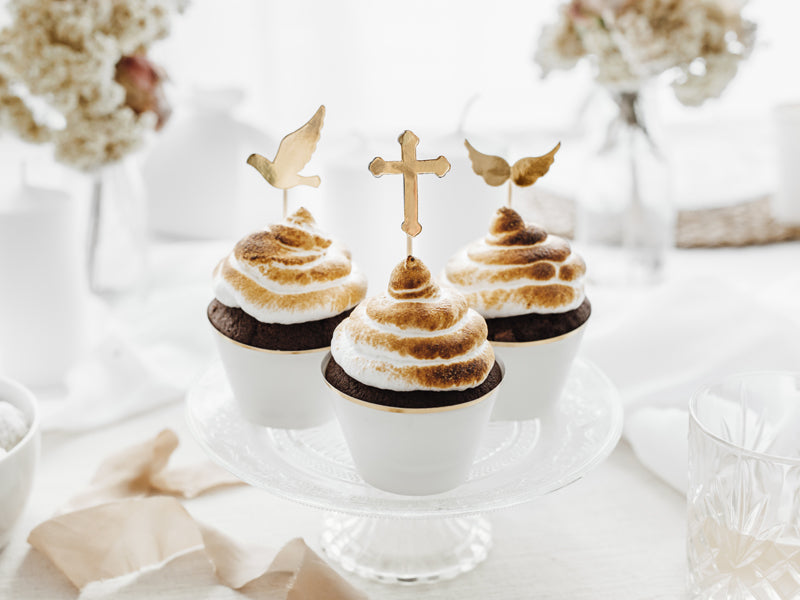 6x Cupcake Topper Kommunion gold