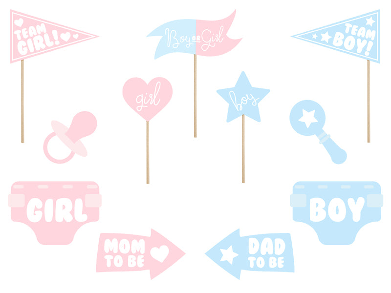 11x Photoprops Gender Reveal