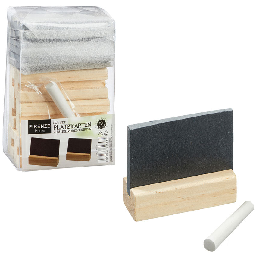 6x Platzkarte Schiefer schwarz