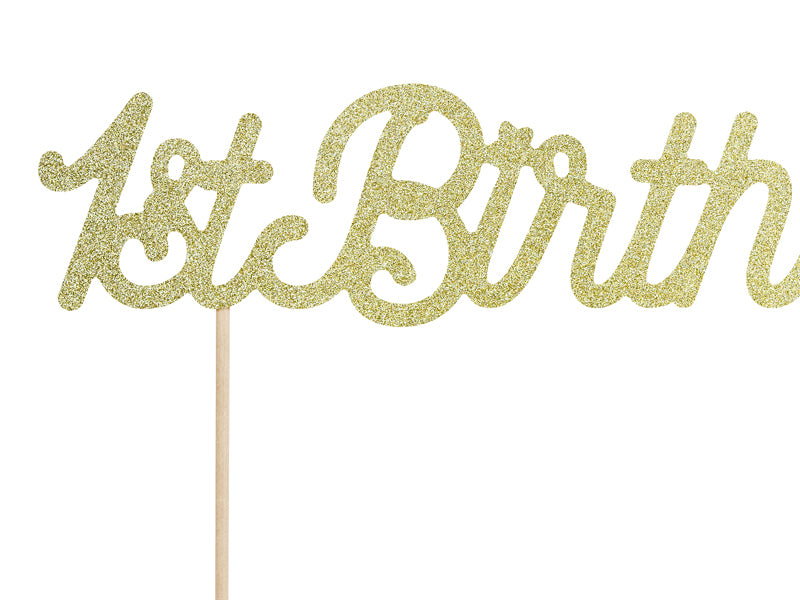Cake Topper 1st Birthday gold 21cm