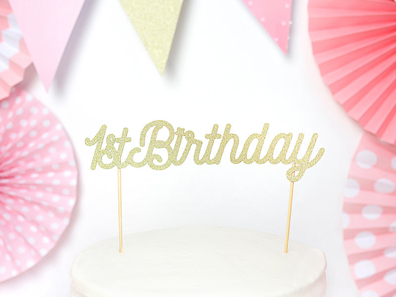 Cake Topper 1st Birthday gold 21cm