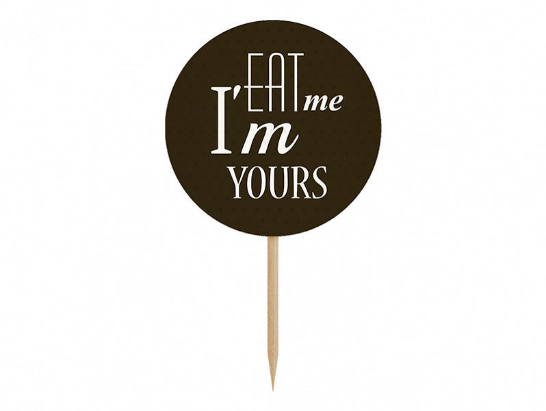 6x Cake Topper Sweet Love schwarz weiß 9cm