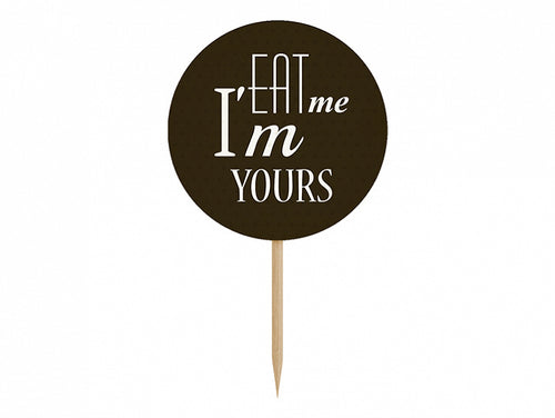 6x Cake Topper Sweet Love schwarz weiß 9cm