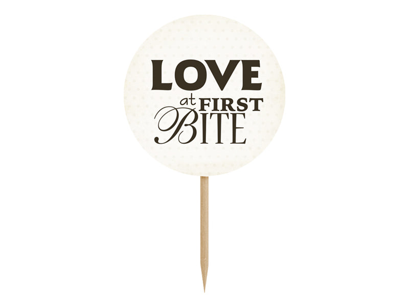 6x Cake Topper Sweet Love schwarz weiß 9cm