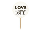 6x Cake Topper Sweet Love schwarz weiß 9cm
