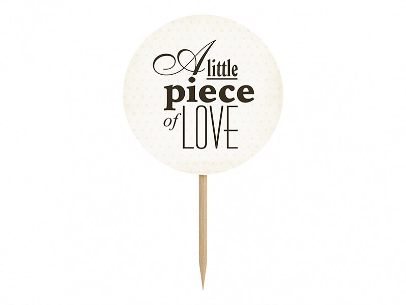 6x Cake Topper Sweet Love schwarz weiß 9cm