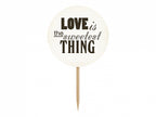 6x Cake Topper Sweet Love schwarz weiß 9cm