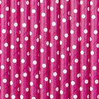 10x Papierstrohhalm pink Punkte weiß