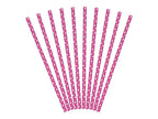 10x Papierstrohhalm pink Punkte weiß