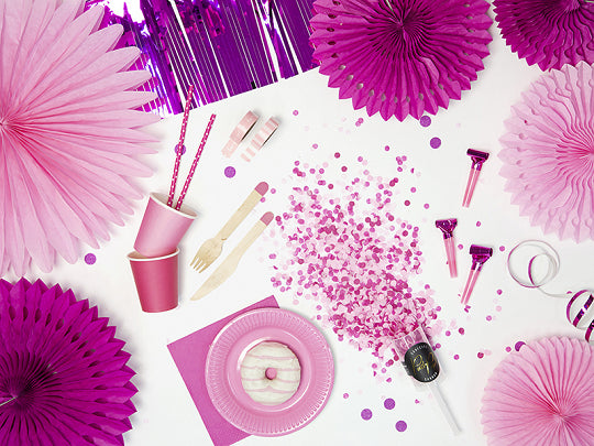 10x Papierstrohhalm pink Punkte weiß