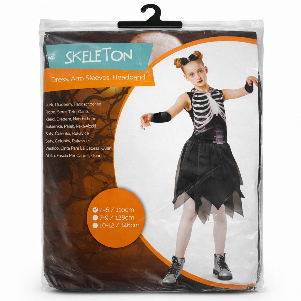 Kostüm Skelett Mädchen (4-6 Jahre) 110cm