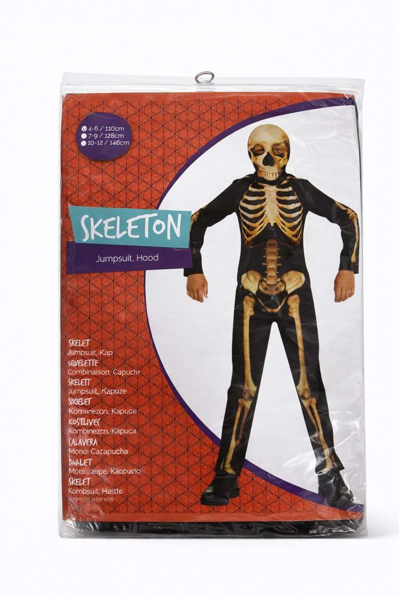 Kostüm Skelett mit Mütze 110cm 4-6 Jahre