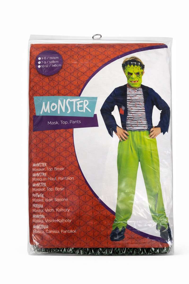 Kostüm Monster grün (4-6 Jahre) 110cm Hose, Shirt & Maske