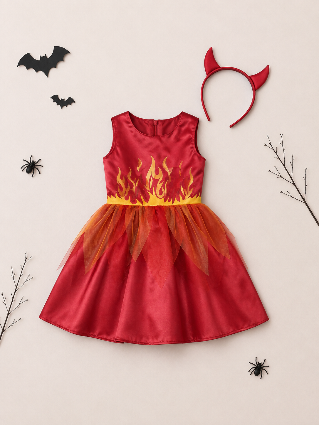 Kostüm Teufel Mädchen (4-6 Jahre) 116cm Kleid und Hörner