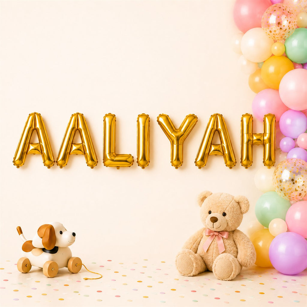 Folienballon Schriftzug weibliche Namen (Aaliyah) 35cm Höhe