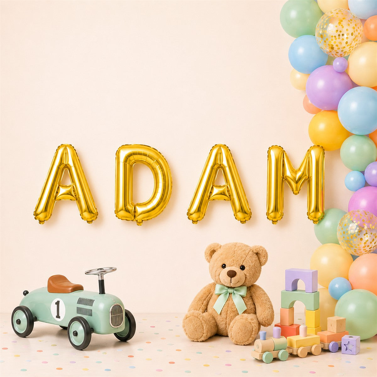 Folienballon Schriftzug männliche Namen (Adam) 35cm Höhe