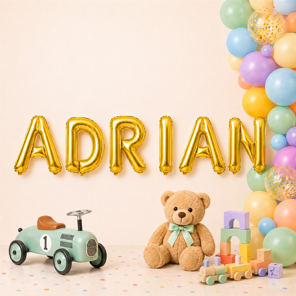Folienballon Schriftzug männliche Namen (Adrian) 35cm Höhe