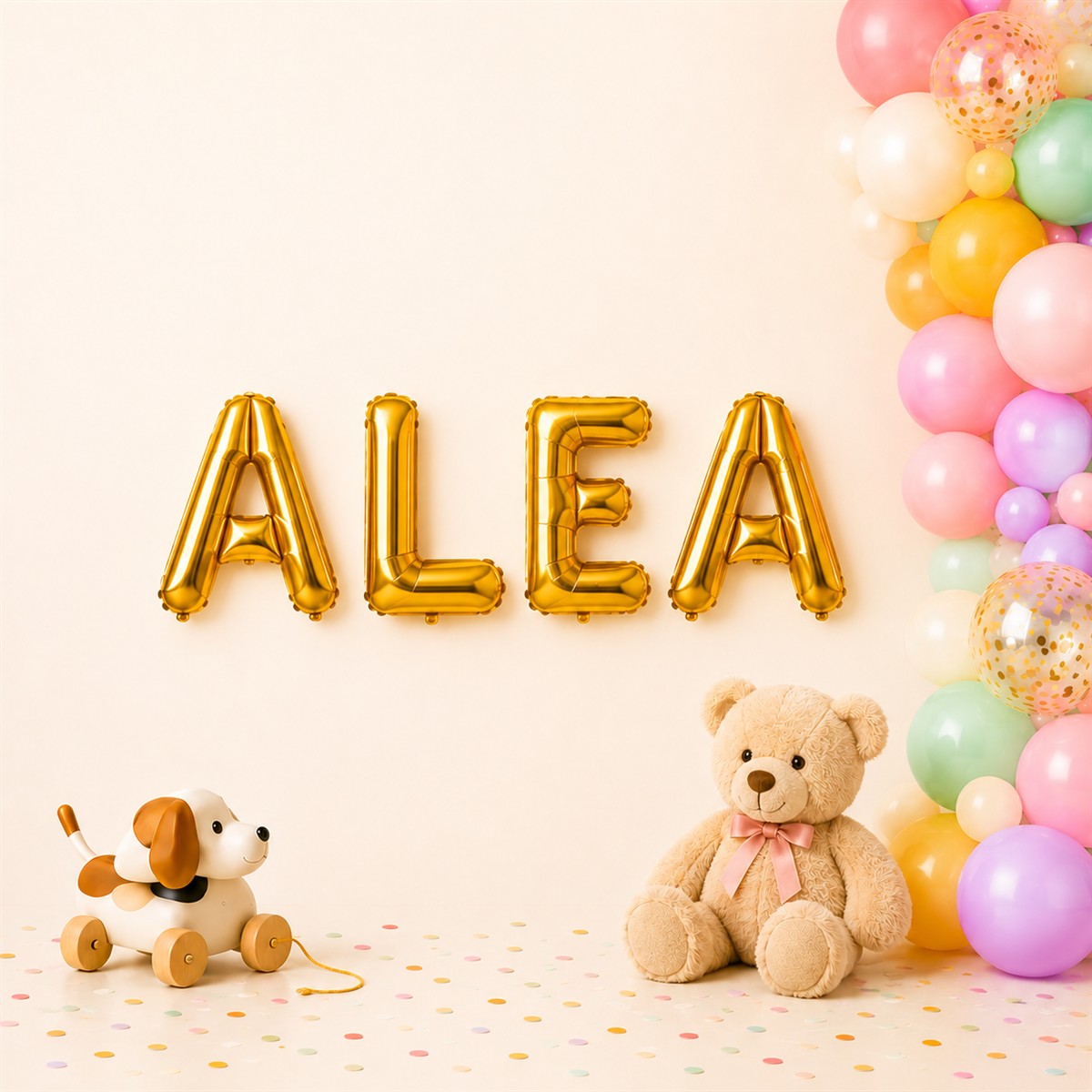 Folienballon Schriftzug weibliche Namen (Alea) 35cm Höhe
