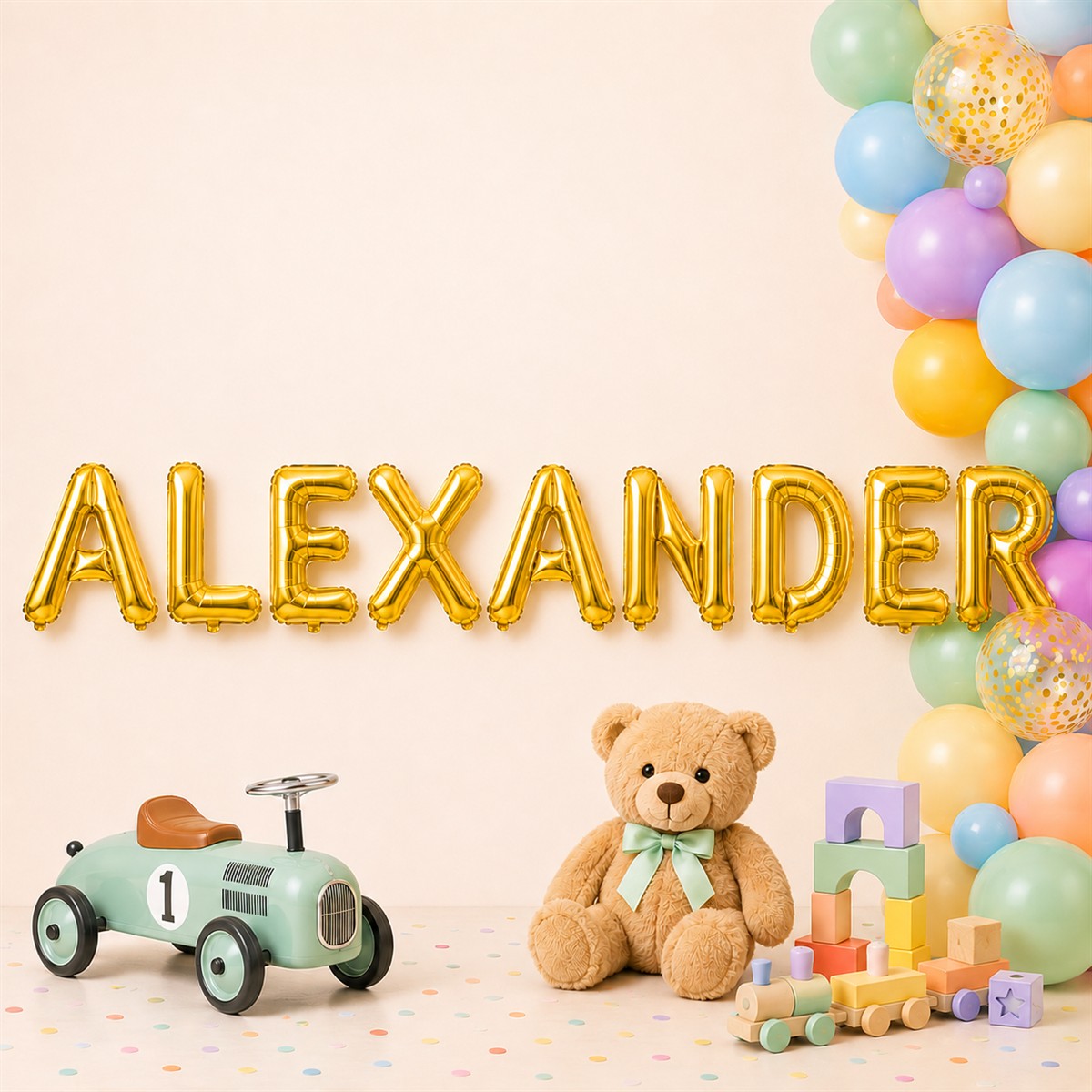 Folienballon Schriftzug männliche Namen (Alexander) 35cm Höhe