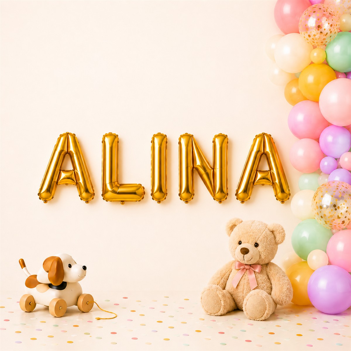 Folienballon Schriftzug weibliche Namen (Alina) 35cm Höhe