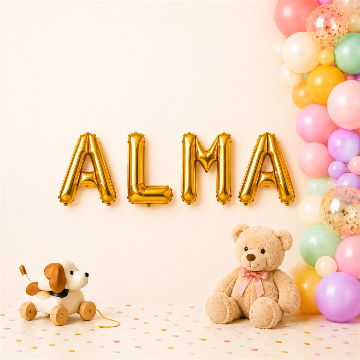 Folienballon Schriftzug weibliche Namen (Alma) 35cm Höhe