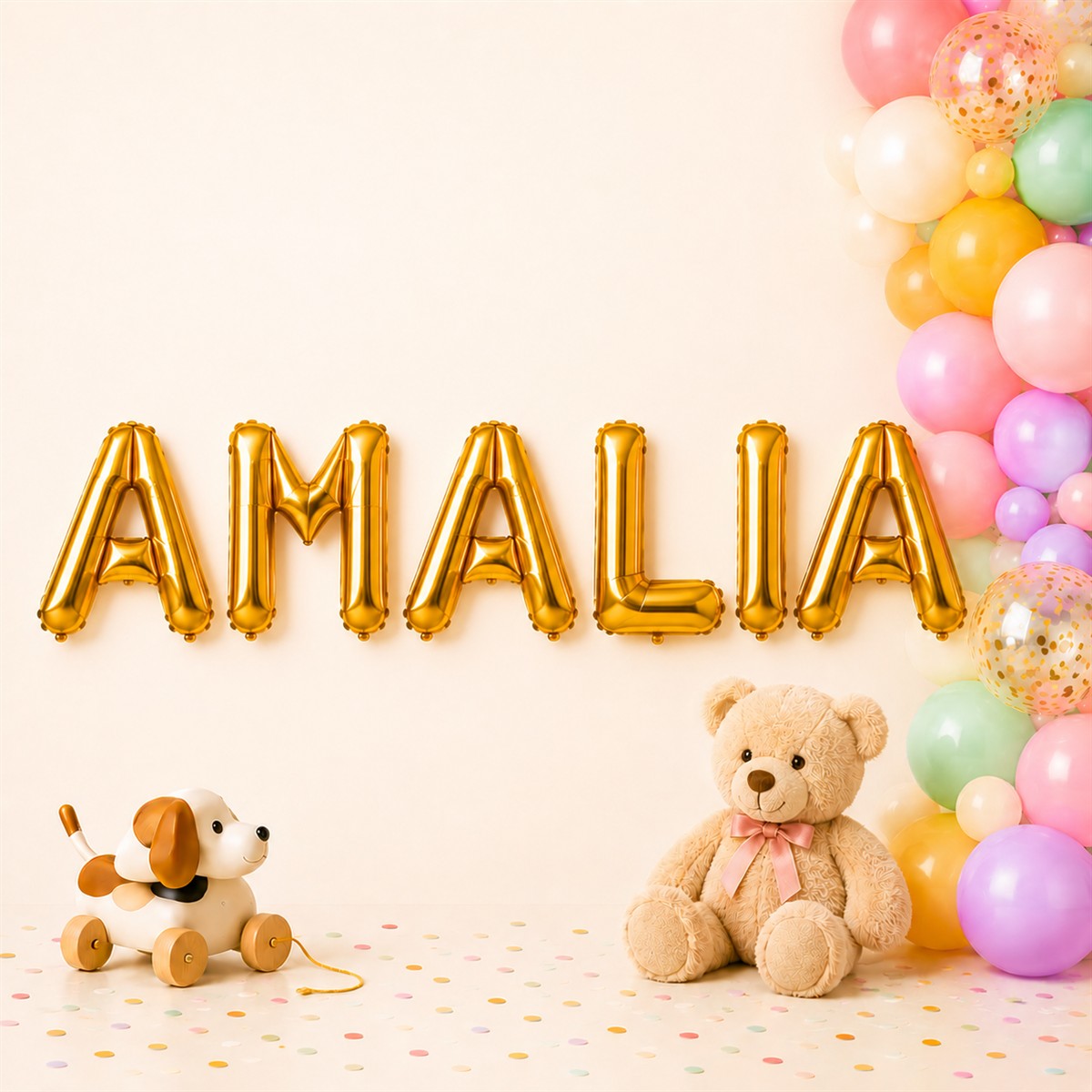 Folienballon Schriftzug weibliche Namen (Amalia) 35cm Höhe