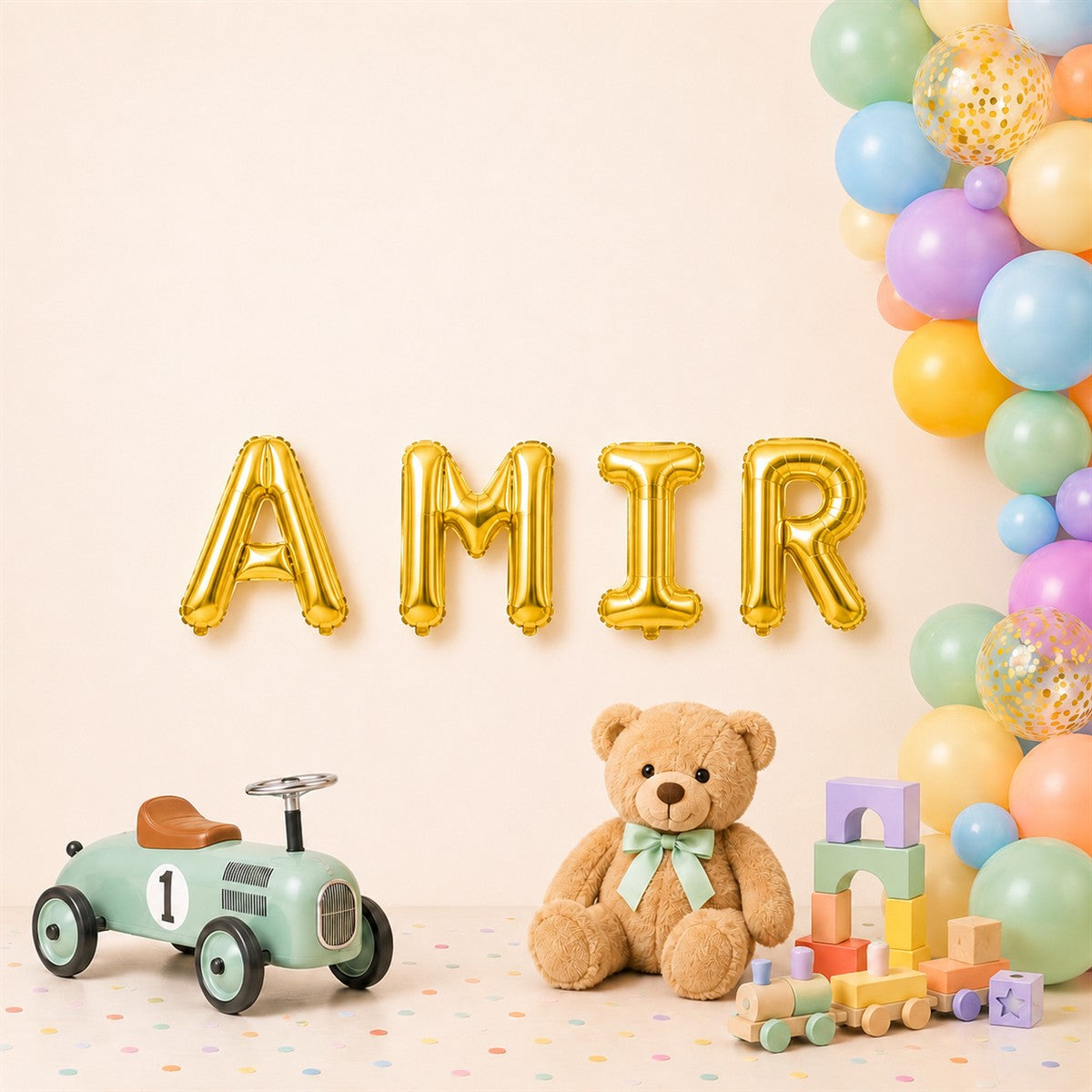 Folienballon Schriftzug männliche Namen (Amir) 35cm Höhe