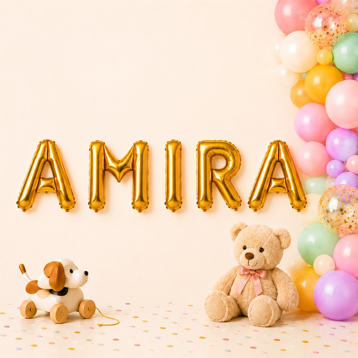 Folienballon Schriftzug weibliche Namen (Amira) 35cm Höhe