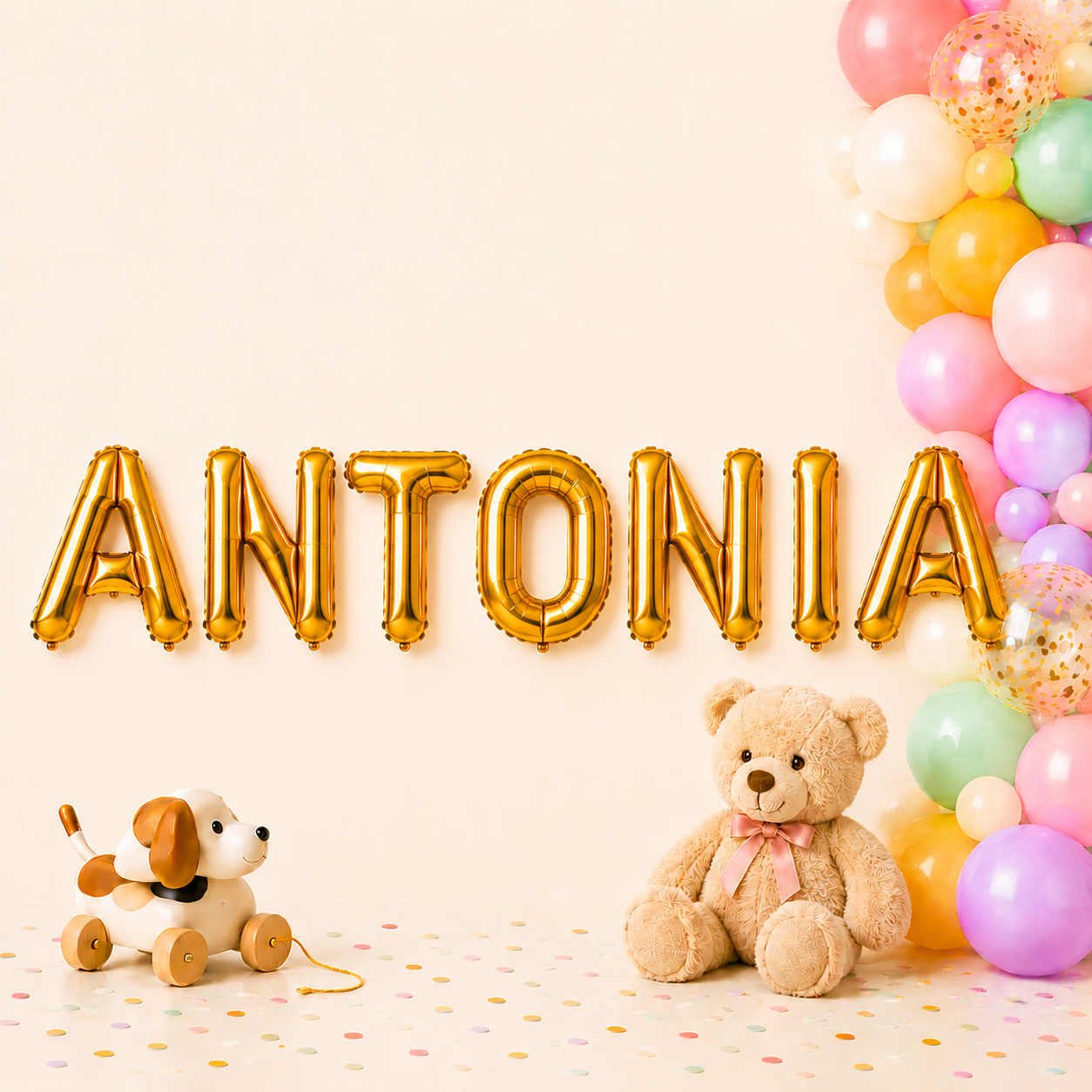 Folienballon Schriftzug weibliche Namen (Antonia) 35cm Höhe