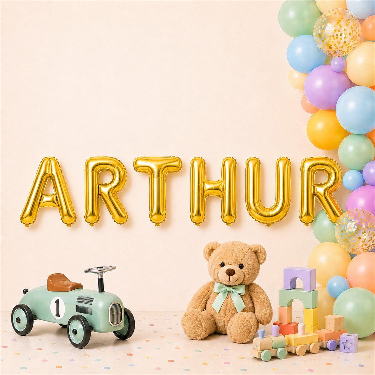 Folienballon Schriftzug männliche Namen (Arthur) 35cm Höhe