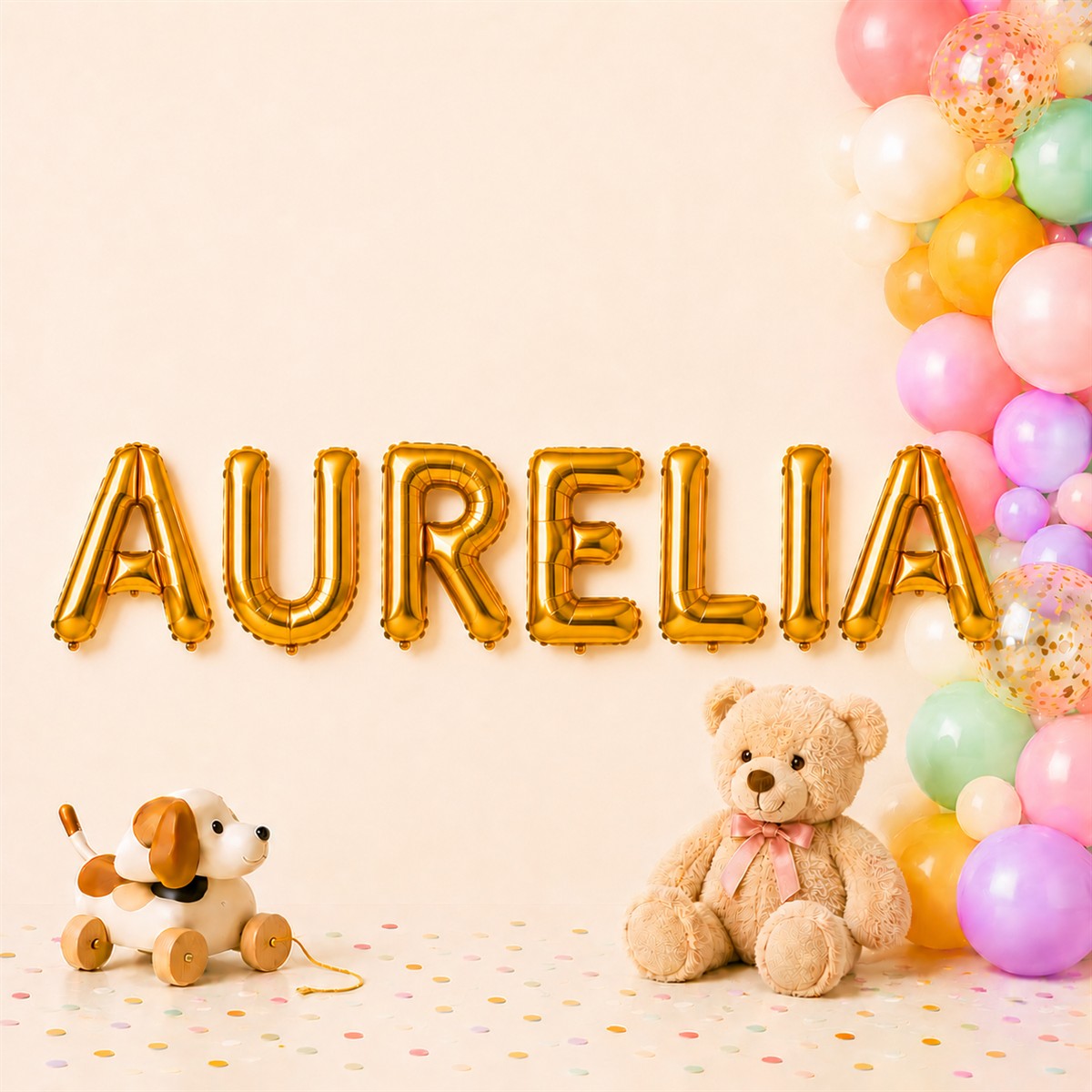 Folienballon Schriftzug weibliche Namen (Aurelia) 35cm Höhe