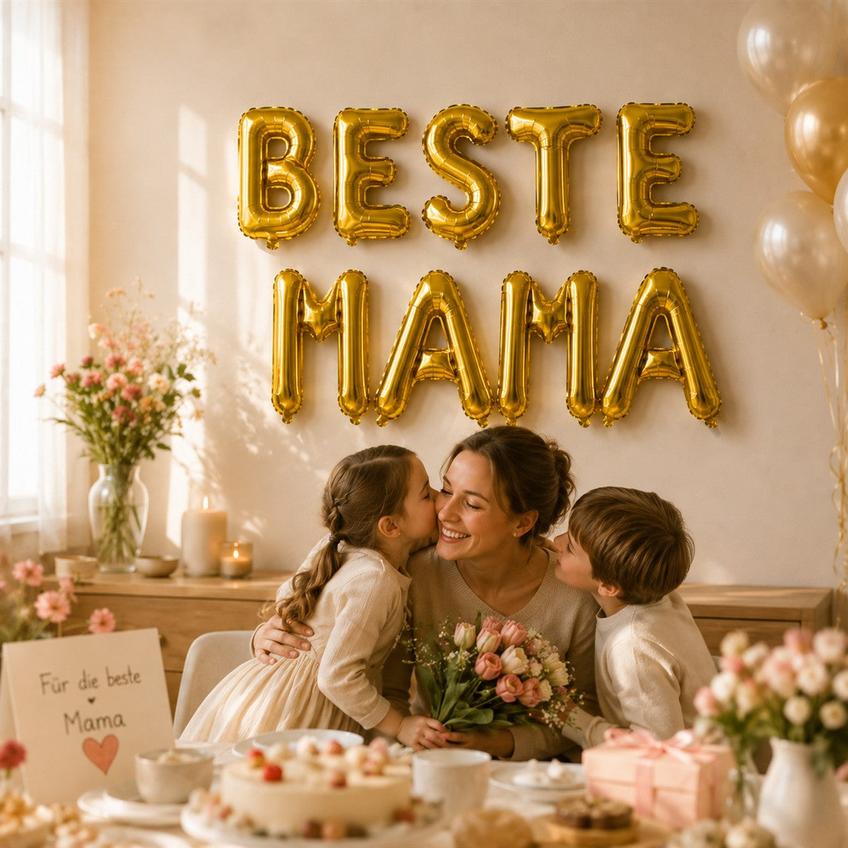 Folienballon Schriftzug (Beste Mama) - Gold, 35 cm