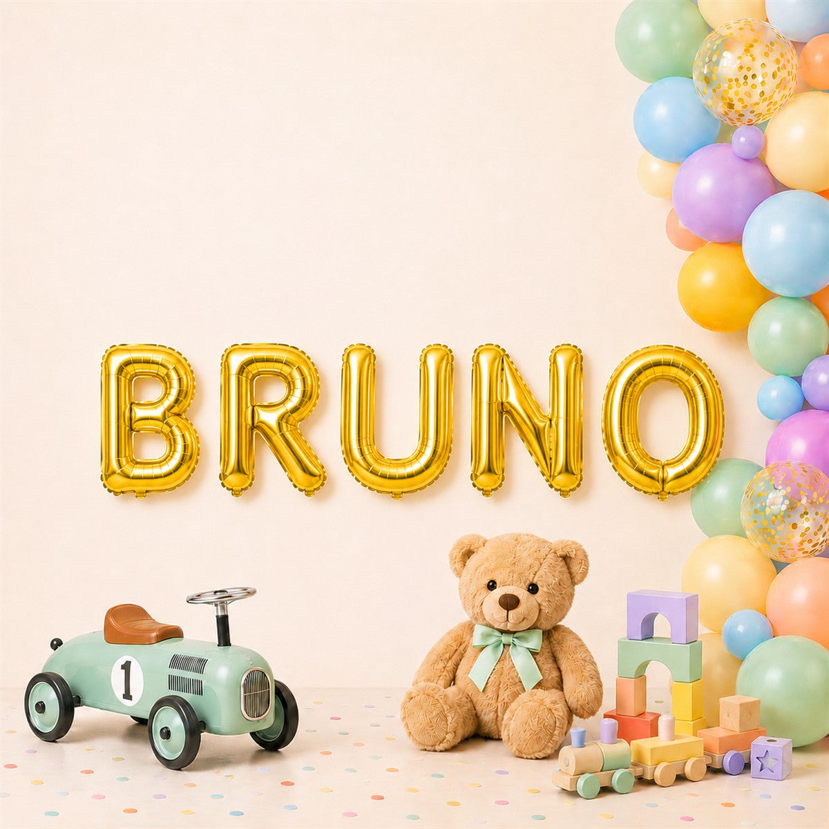 Folienballon Schriftzug männliche Namen (Bruno) 35cm Höhe