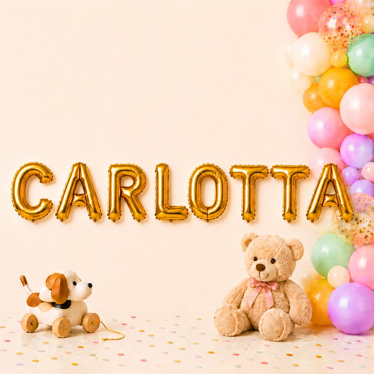 Folienballon Schriftzug weibliche Namen (Carlotta) 35cm Höhe