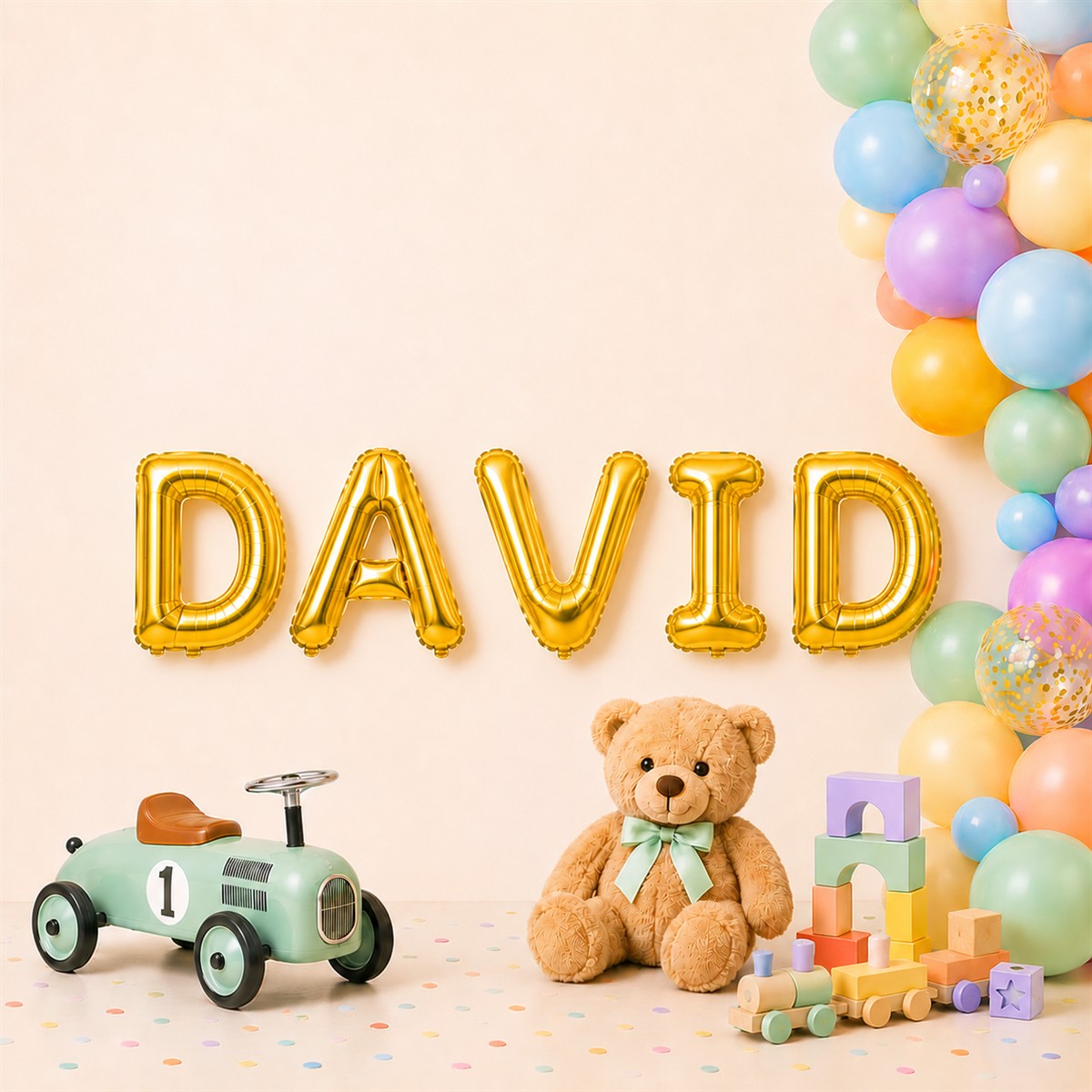 Folienballon Schriftzug männliche Namen (David) 35cm Höhe
