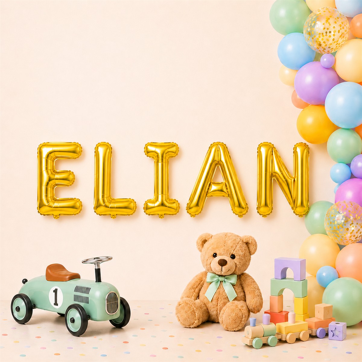 Folienballon Schriftzug männliche Namen (Elian) 35cm Höhe
