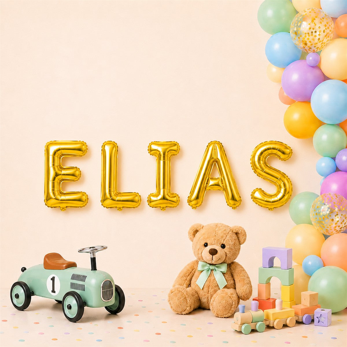 Folienballon Schriftzug männliche Namen (Elias) 35cm Höhe