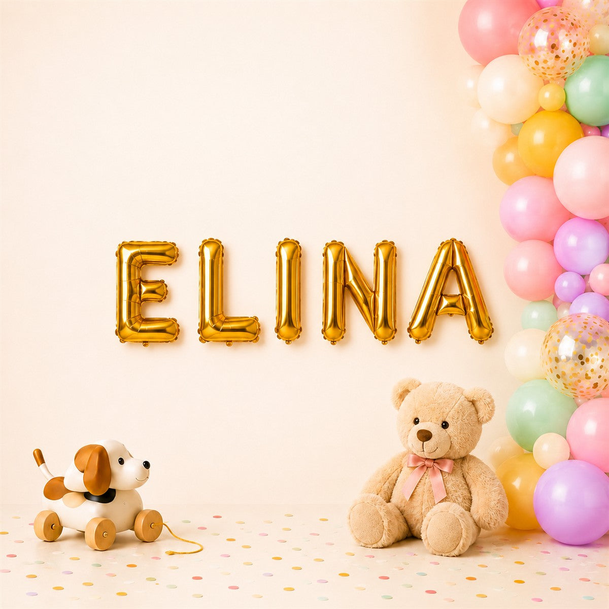 Folienballon Schriftzug weibliche Namen (Elina) 35cm Höhe